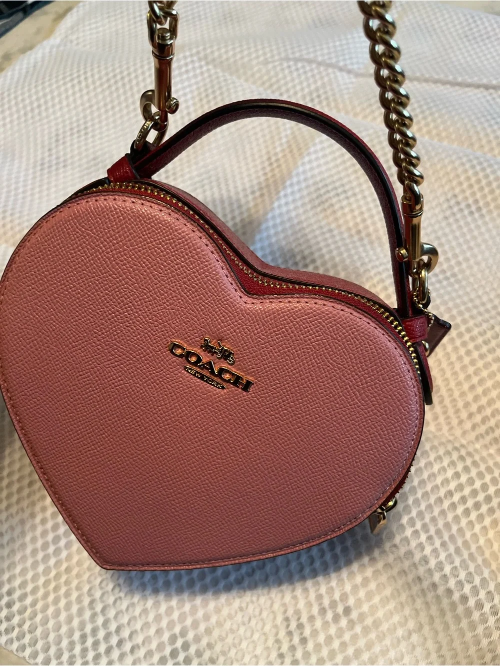 Coach Pink Heart-Shaped Mini Crossbody with Gold Hardware - Picture 2 of 4